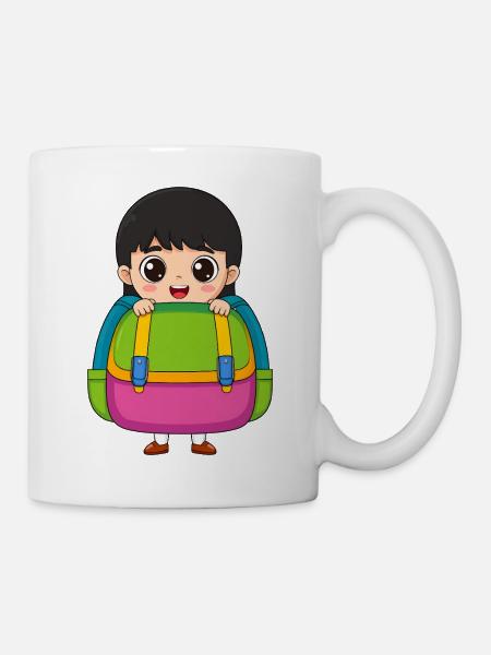 School enrollment girls with school bags – start of school - Mug - white