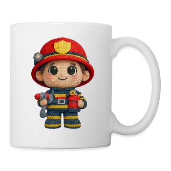 Little firefighter in knitted look - Mug - white - Right