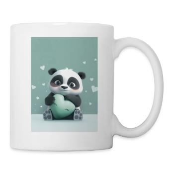Tender panda and pastel green heart - Mug - white - Right