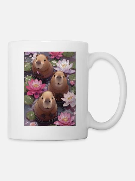 Drei Biber unter den Seerosen - Tasse - Weiß