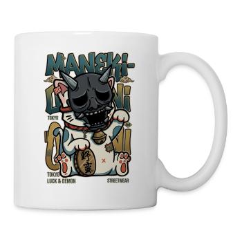 Maneki Oni Japanese Cat Streetwear Art Anime Kawai - Mug - white - Right