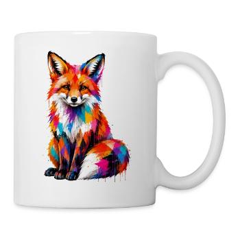 Colorful fox with splashes of color - Mug - white - Right