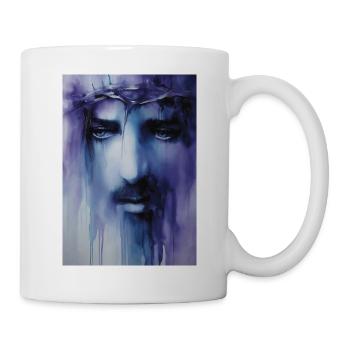 Sacred Face in Purple Blue Watercolor - Mug - white - Right