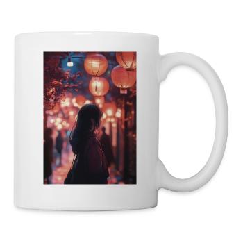 Silhouette under red night lanterns - Mug - white - Right