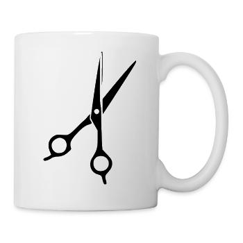 Haarschere Frisör Geschenk  - Tasse - Weiß - Rechts