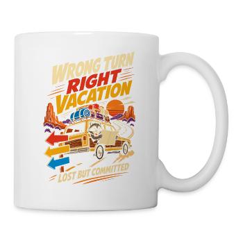 Wrong Turn Right Vacation Roadtrip Humor - Tasse - Weiß - Rechts