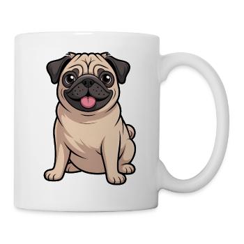 Cartoon-Mopshund-Liebhaber - Tasse - Weiß - Rechts