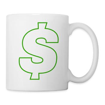 Neon-Dollar Umriss Design - Tasse - Weiß - Rechts