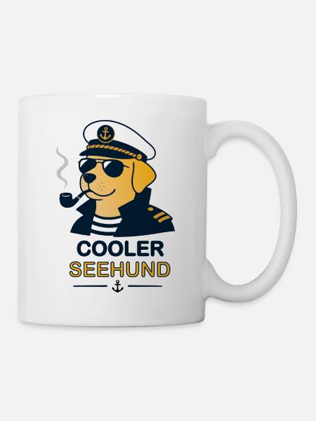 Cooler Seehund – Lustiger Segelhund - Tasse - Weiß