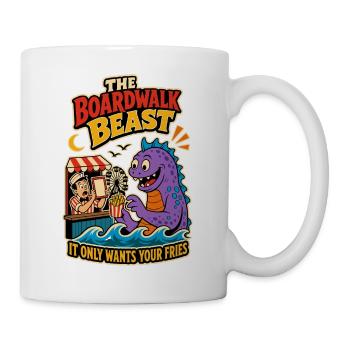Boardwalk Beast – Lustiges Pommes-Monster - Tasse - Weiß - Rechts