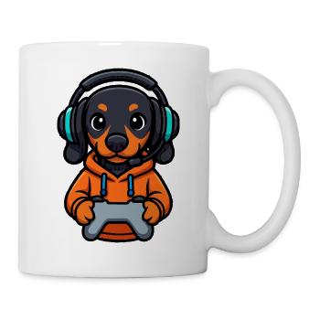 Teckel de jeu mignon avec casque - Mug blanc - blanc - Droite