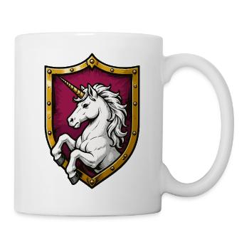 Einhorn Schutzschild Motiv - Tasse - Weiß - Rechts