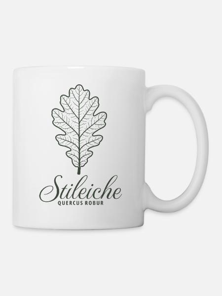 Stileiche | Eichenblatt Illustration | Baum - Tasse - Weiß