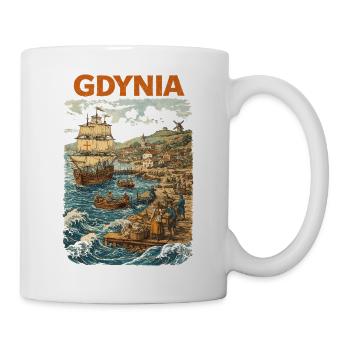 Gdynia 1800 Vintage Grafik – Historischer Print - Tasse - Weiß - Rechts