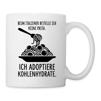 Spaghetti Pasta Kohlenhydrate Italienisch Essen - Tasse - Weiß - Rechts