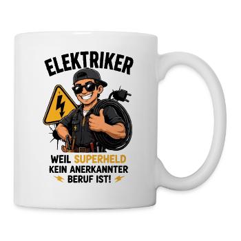 Elektriker Superheld Motiv - Tasse - Weiß - Rechts