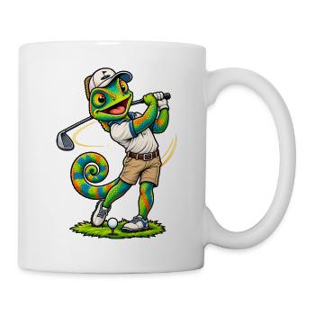 Chamäleon beim Golf spielen - Tasse - Weiß - Rechts