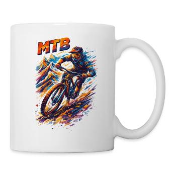 MTB Downhill Mountainbiker Abstrakt Spruch - Tasse - Weiß - Rechts