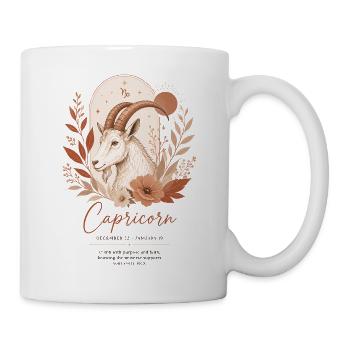 Steinbock-Tierkreis-Terrakotta-Botanische Astrologie - Tasse - Weiß - Rechts