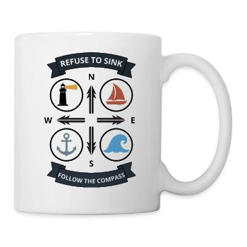 Refuse To Sink Vintage Nautical Compass Badge - Tasse - Weiß - Rechts