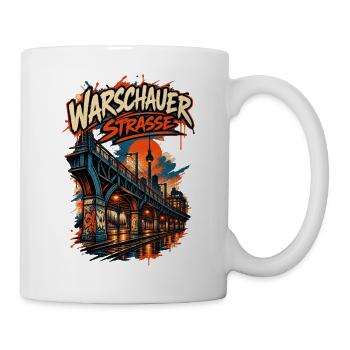 Warschauer Straße – Friedrichshain bei Nacht - Tasse - Weiß - Rechts
