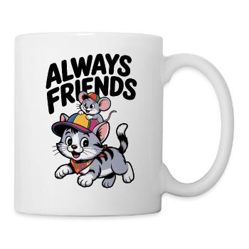 Maus und Katze - Tasse - Weiß - Rechts