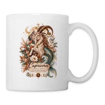 Steinbock-Tierkreis-Terrakotta-Botanische Astrologie - Tasse - Weiß - Rechts