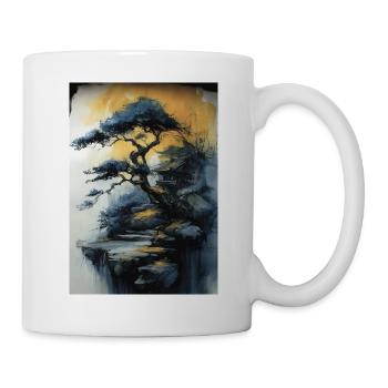 Einsame Kiefer auf leuchtender Klippe - Tasse - Weiß - Rechts