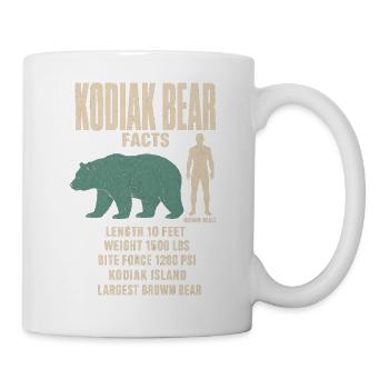 Kodiak Bear Fakten Tierrekord Größenvergleich - Tasse - Weiß - Rechts