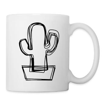 Kaktus handgezeichnet - Tasse - Weiß - Rechts