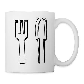 Besteck handgezeichnet - Tasse - Weiß - Rechts