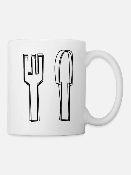Besteck handgezeichnet - Tasse - Weiß