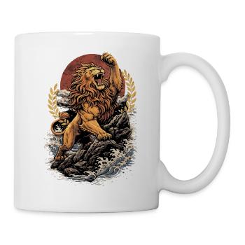 Mutiger Löwe in Siegerpose: Kraft & Erfolg - Tasse - Weiß - Rechts