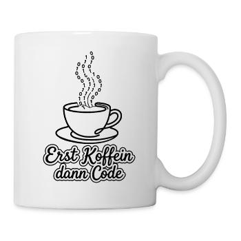 Erst Koffein dann Code Programmierer Kaffeetasse - Tasse - Weiß - Rechts