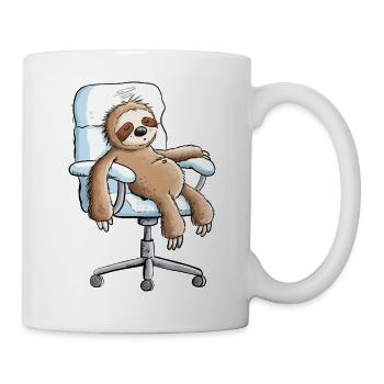 Faultier Büro Bürostuhl Arbeit Pause Office Humor - Tasse - Weiß - Rechts
