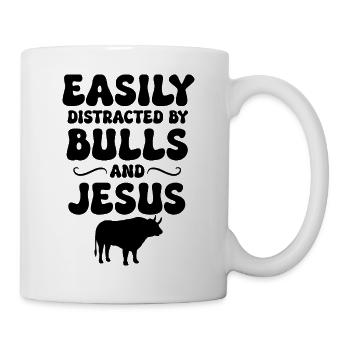 Stier Glaube Humor - Tasse - Weiß - Rechts