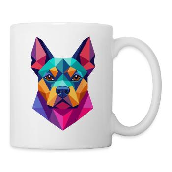 Hund Polygon Geometrie - Tasse - Weiß - Rechts