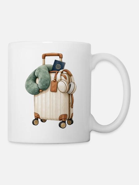 Reise-Toolkit im Vintage-Koffer - Tasse - Weiß