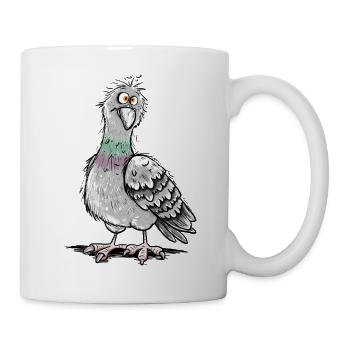 Lustige Taube Stadttaube Brieftaube Vogel Cartoon  - Tasse - Weiß - Rechts
