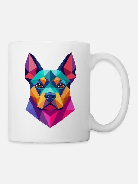Hund Polygon geometrisch - Tasse - Weiß
