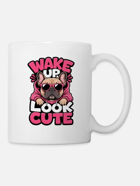 Französische Bulldogge - Tasse - Weiß