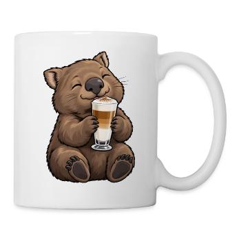 Wombat mit Latte Macchiato - Tasse - Weiß - Rechts