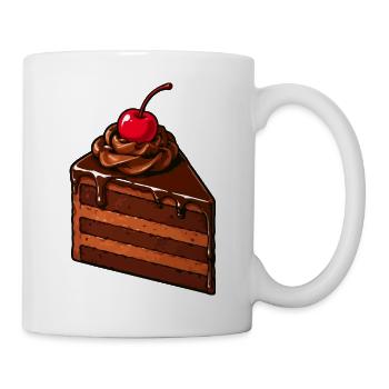 Schokoladenkuchen mit Kirsche - Tasse - Weiß - Rechts