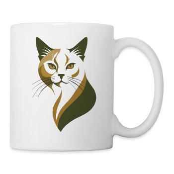 Elegante Katze – Vintage Tierillustration - Tasse - Weiß - Rechts