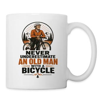 Nie unterschätze einen alten Mann auf dem Fahrrad - Tasse - Weiß - Rechts