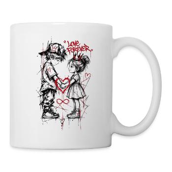 Schwarze und Rote Graffiti-Liebhaber - Tasse - Weiß - Rechts