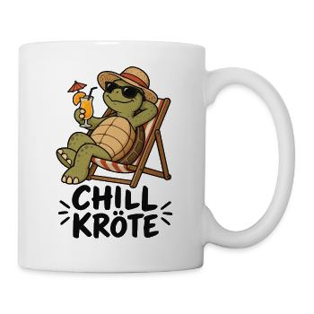 Chill-Kröte – Schildkröte im Liegestuhl - Tasse - Weiß - Rechts