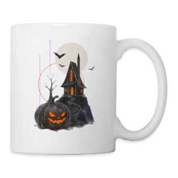 Spukhaus Kürbisnacht Mondschein - Tasse - Weiß - Rechts