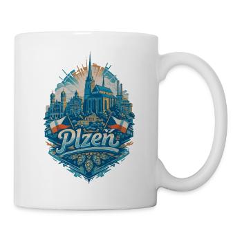 Plzeň Skyline – Stolz & Heimat Pilsen Design - Tasse - Weiß - Rechts