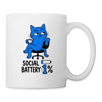 Geek-Humor-Chat "Social Battery 1%" - Tasse - Weiß - Rechts